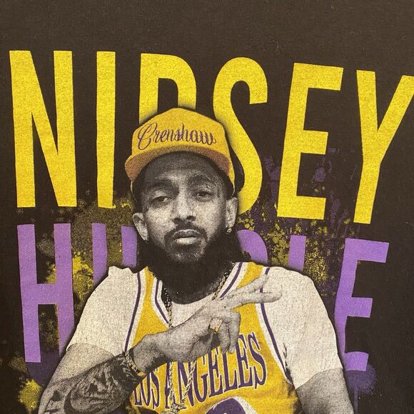 Nipsey‎ Hussle Los Angeles Lakers Graphic Tee Black Mens size Medium NWOT - Picture 4 of 6